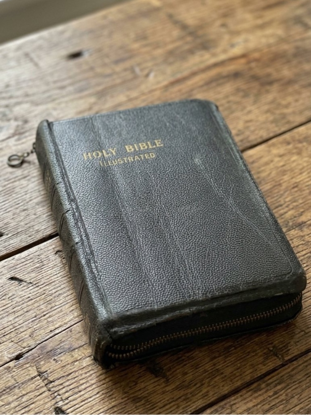 Antique Illustrated Holy Bible
Black 
zipper close